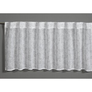 Bennetti Vitrážová záclona so skrytými pútkami, kvety, strieborná sivá 140x45 cm