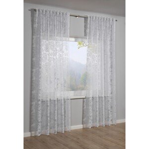 Sehlbach Záves so skrytými pútkami kvetinový, biely, 245 x 135 cm