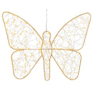 Lumineo Kovová LED dekorácia motýľ 400 mikro LED teplá biela, zlatá, 58 x 43 cm