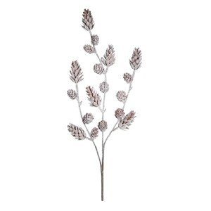 DPI Dekoratívna umelá vetvička so šiškami bielo-hnedá 58 cm