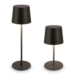 Brilo Dobíjacia LED stolná lampa Topánka, 2,6W, 120lm, IP44, čierna, pr.11x33 cm