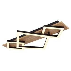 GLOBO Stropné LED svietidlo BEATRIX I, 4W 2900lm 3000K, čierna/drevo, 54x31,2 cm