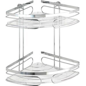 Wenko Rohový kúpeľňový košík 2poschodový Premium, lesk. nerez, 26,5x27,5x19 cm