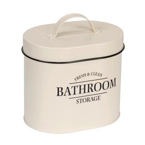 Wenko Kovový kúpeľňový box s vekom Uri, béžová, 14 x 16 x 10,2 cm