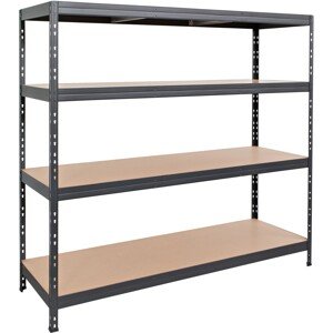 AR Shelving Kovový regál RIVET antracitový, 4 police, 250 kg, 180 x 200 x 60 cm