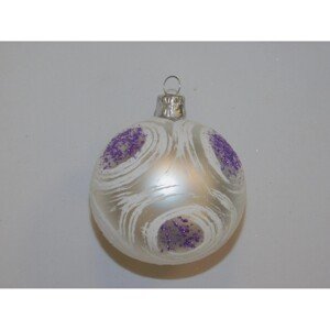 ONREX Vianočná ozdoba sklenená guľa biela kruhy pr. 7 cm