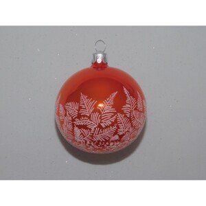 ONREX Vianočná ozdoba sklenená guľa oranžová vetvičky pr. 7 cm