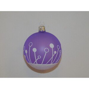 ONREX Vianočná ozdoba sklenená guľa fialová vetvičky pr. 7 cm