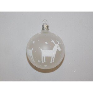 ONREX Vianočná ozdoba sklenená guľa transparentné soby pr. 7 cm