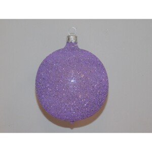 ONREX Vianočná ozdoba sklenená guľa fialová posyp pr. 8 cm