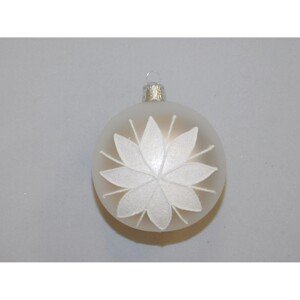 ONREX Vianočná ozdoba sklenená guľa biela kvet pr. 8 cm