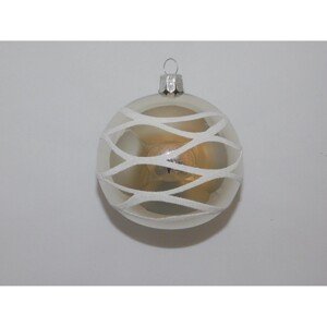 ONREX Vianočná ozdoba sklenená guľa sivá prúžky pr. 8 cm