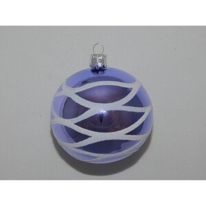 ONREX Vianočná ozdoba sklenená guľa fialová prúžky pr. 8 cm
