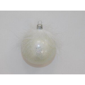 ONREX Vianočná ozdoba sklenená guľa biela posyp pr. 8 cm