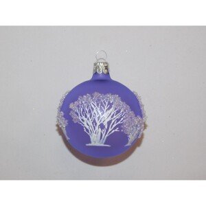 ONREX Vianočná ozdoba sklenená guľa fialová kríky pr. 8 cm