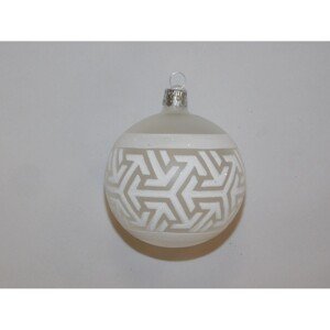 ONREX Vianočná ozdoba sklenená guľa biela ornament pr. 8 cm