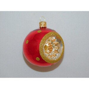 ONREX Vianočná ozdoba sklenená guľa červená reflektor pr. 7 cm