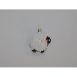 ONREX Vianočná ozdoba sklenená ovečka biela posyp 5 cm