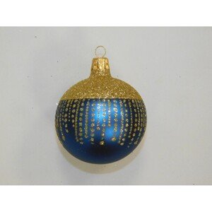 ONREX Vianočná ozdoba sklenená guľa modrá bodky pr. 7 cm