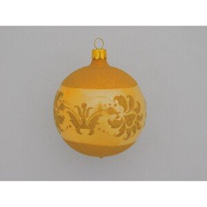 ONREX Vianočná ozdoba sklenená guľa zlatá/oranžová ornament pr. 8 cm