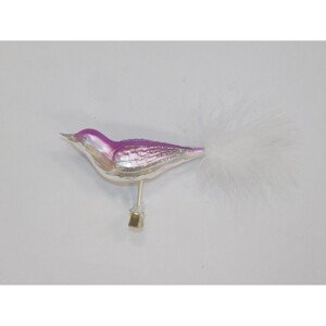 ONREX Vianočná ozdoba sklenená vtáčik fialový 12 cm