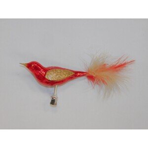 ONREX Vianočná ozdoba sklenená vtáčik červený 12 cm