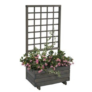 Gaspo Drevený kvetináč Hellbrunn s trelážou, sivá vintage, 68 x 37 x 140 cm