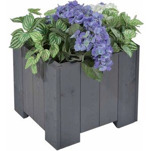 Gaspo Drevený kvetináč Wels, sivá vintage, 40 x 40 x 35 cm