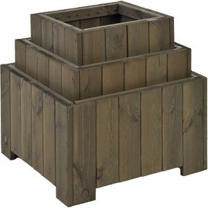 Gaspo Súprava drevených kvetináčov Wels, sivá vintage, 3dielna