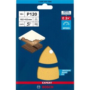 Bosch Brúsny list Expert C470, P120, 102 x 62 mm, 10 ks