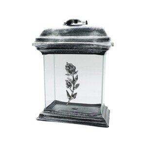 Z-TRADE Náhrobný lampáš Madona Katedrála Ruža strieborná 26 cm