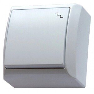 Ospel Striedavý prepínač BIS na omietku, 10AX, 250V, 2200W, IP20, biela