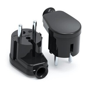 Zástrčka lomená čierna, IP20, 230 V/16 A