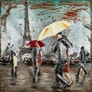 FALC Kovový obraz 3D Paríž, 80 x 80 cm