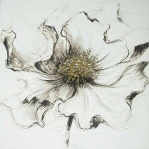FALC Maľovaný obraz biely kvet, 100 x 100 cm