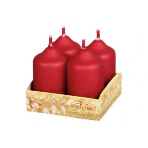 Nohel Garden Adventné sviečky matné metalické, červené, 4 ks, pr. 4 x 7 cm