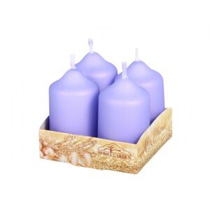 Nohel Garden Adventné sviečky mat. metalické, svetlo fialové, 4 ks, pr. 4 x 7 cm