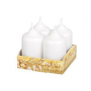 Nohel Garden Adventné sviečky matné metalické, biele, 4 ks, pr. 4 x 7 cm