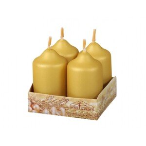 Nohel Garden Adventné sviečky matné metalické, zlaté, 4 ks, pr. 4 x 7 cm