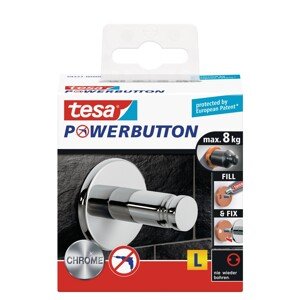tesa Kovový háčik Powerbutton Universal Large, chróm