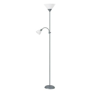 Rabalux Stojaca lampa Action E27, kov/plast, strieborná, pr. 24,2 x 178 cm